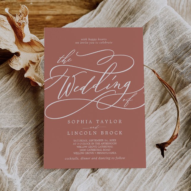 SOPHIA Minimal Rustic Autumn Terracotta Wedding Invitation (SOPHIA Minimal Rustic Autumn Terracotta Wedding Invitation)