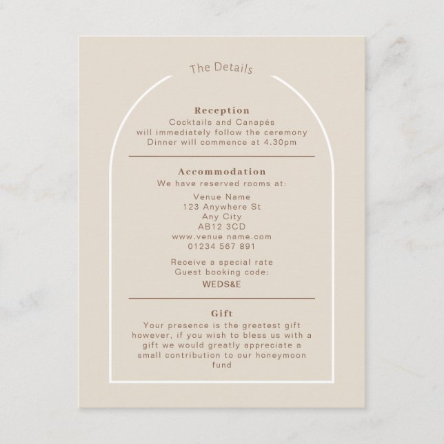 SOPHIA Modern Desert Boho Arch Details Card (Front)