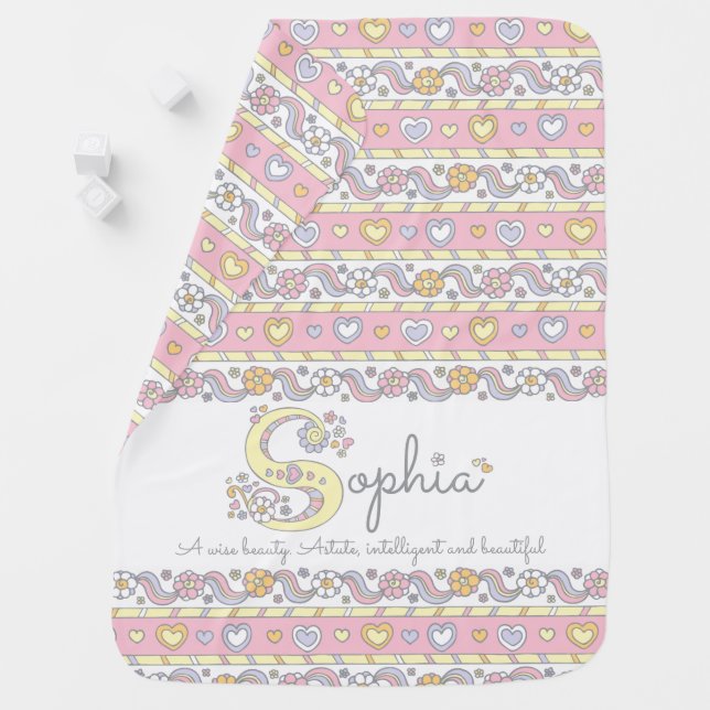 Sophia name and meaning hearts girls baby blanket (In Situ)