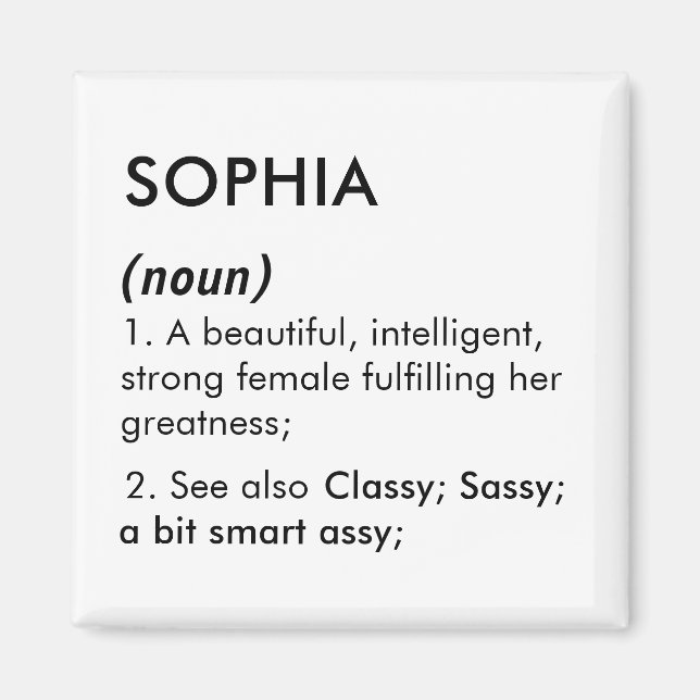 Sophia name, Editable name, Custom name Magnet (Front)