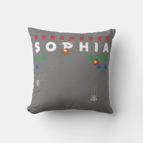 Sophia name Gamer 80s Space Retro Arcade  Throw Pillow