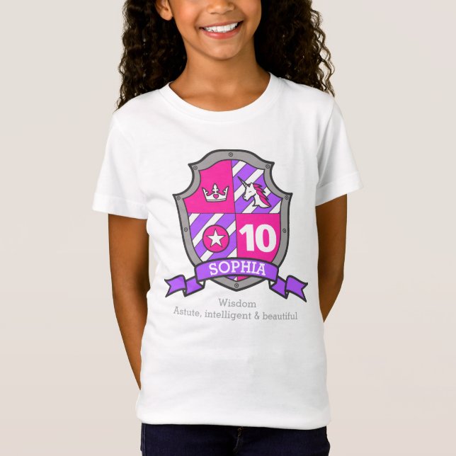 Sophia name meaning 10th birthday princess knight T-Shirt (Front)