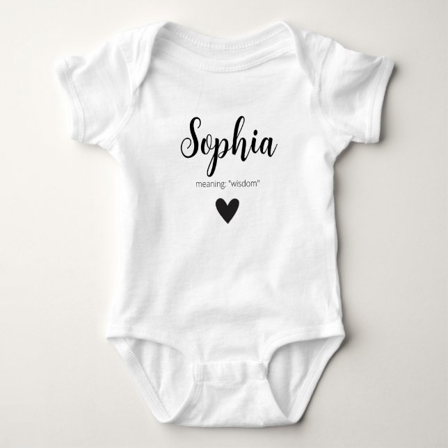Sophia Name Reveal Meaning Minimal Modern Baby  Baby Bodysuit (Front)