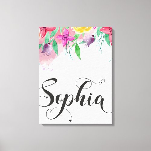 Sophia name sign Sophia floral Calligraphy Baby