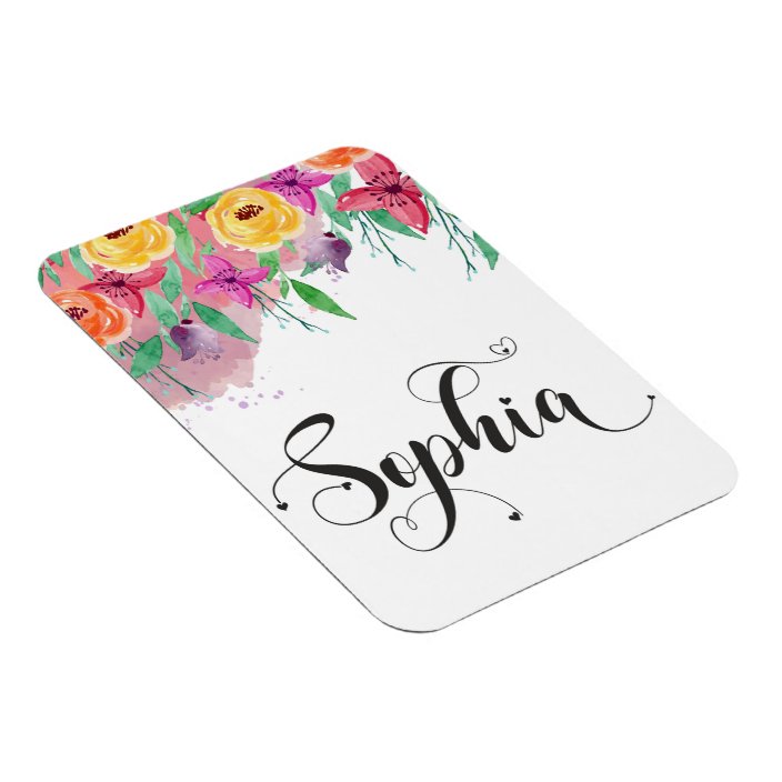 Sophia Name Sign Sophia Floral Calligraphy Baby Magnet Zazzle Com