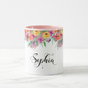 Sophia name sign Sophia floral Calligraphy Baby Mu Mug