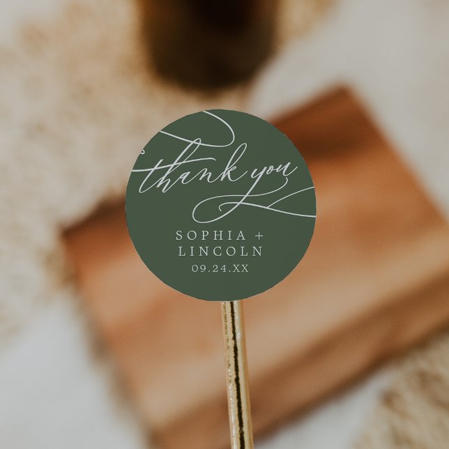 SOPHIA Olive Green Wedding Thank You Sticker (SOPHIA Olive Green Wedding Thank You Sticker)