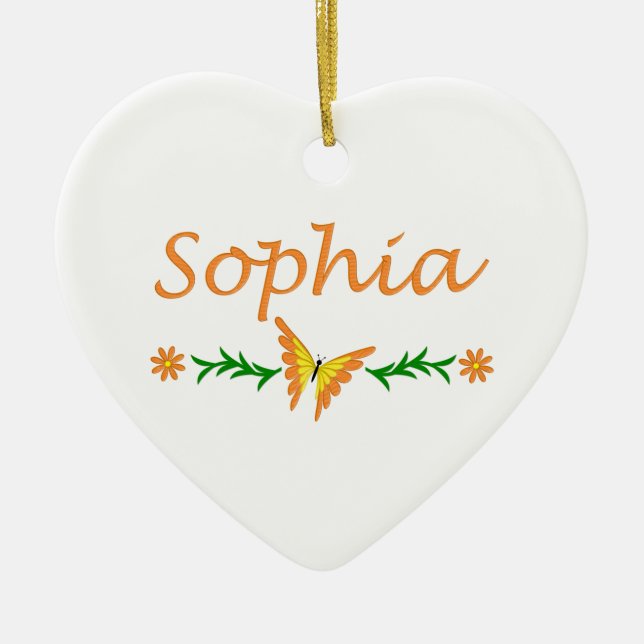 Sophia (Orange Butterfly) Ceramic Ornament (Front)