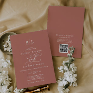 SOPHIA QR Code Boho Terracotta All In One Wedding Invitation