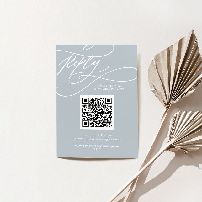 SOPHIA QR Code Coastal Blue Boho Chic Wedding RSVP Card (SOPHIA QR Code Coastal Blue Boho Chic Wedding RSVP Card)