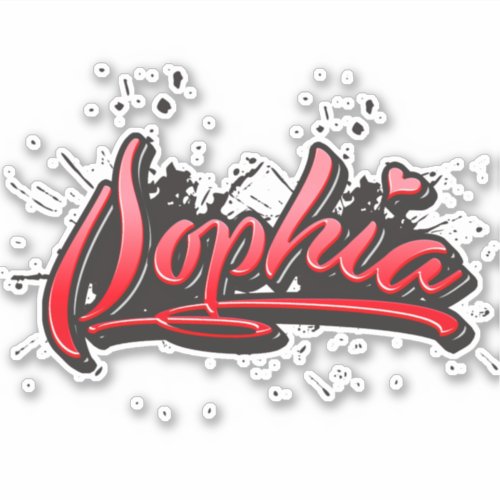 Sophia red Heart Graffiti Sticker