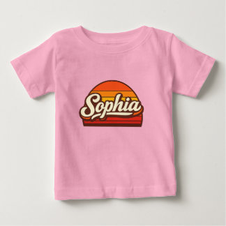 Sophia Retro Sunset Personalized Name Design Baby T-Shirt