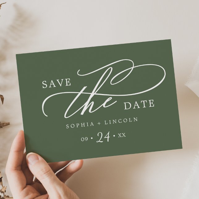 SOPHIA Rustic Woodland Olive Green QR Code Wedding Save The Date (SOPHIA Rustic Woodland Olive Green QR Code Wedding Save The Date)