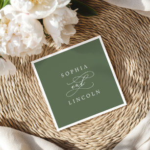 SOPHIA Rustic Woodland Olive Green Wedding Napkins