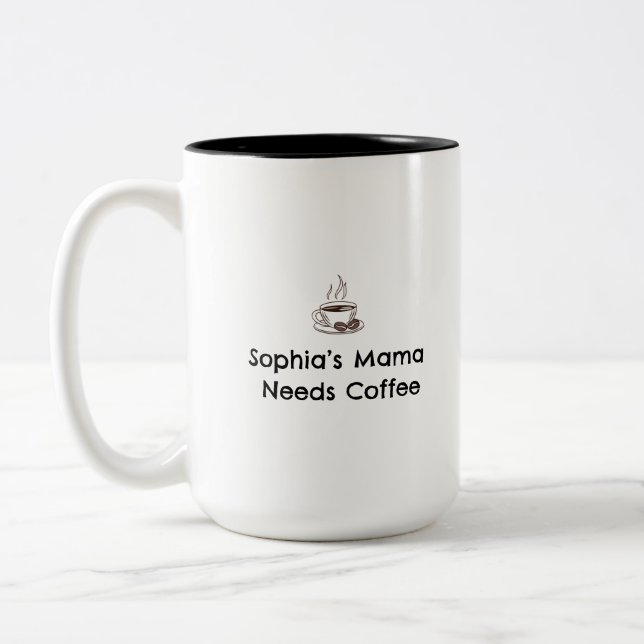 Sophia’s Mom | Custom Name Parent Gift Two-Tone Coffee Mug (Left)