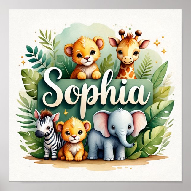 Sophia Safari Nursery Wall Art (Front)