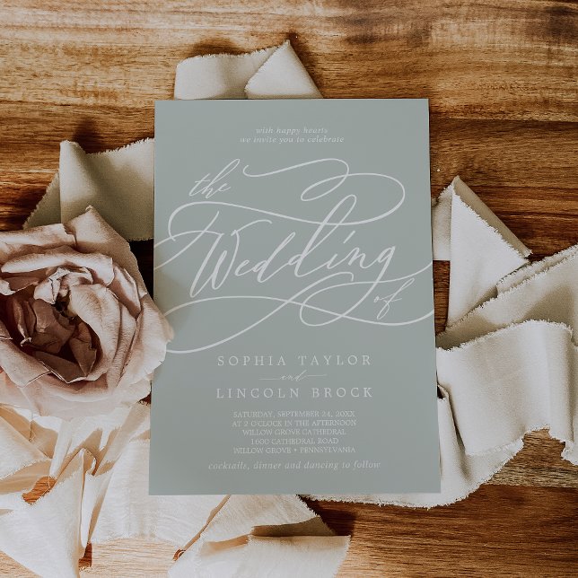 SOPHIA Sage Gray Modern Classic Elegant Wedding Invitation (SOPHIA Sage Gray Modern Classic Elegant Wedding Invitation)