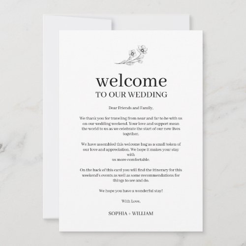 Sophia Simple Wedding Welcome Letter and Itinerary