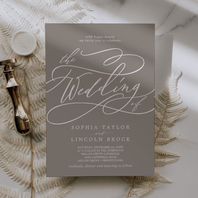 SOPHIA Taupe Classic Neutral Boho Modern Wedding Invitation (SOPHIA Taupe Classic Neutral Boho Modern Wedding Invitation)