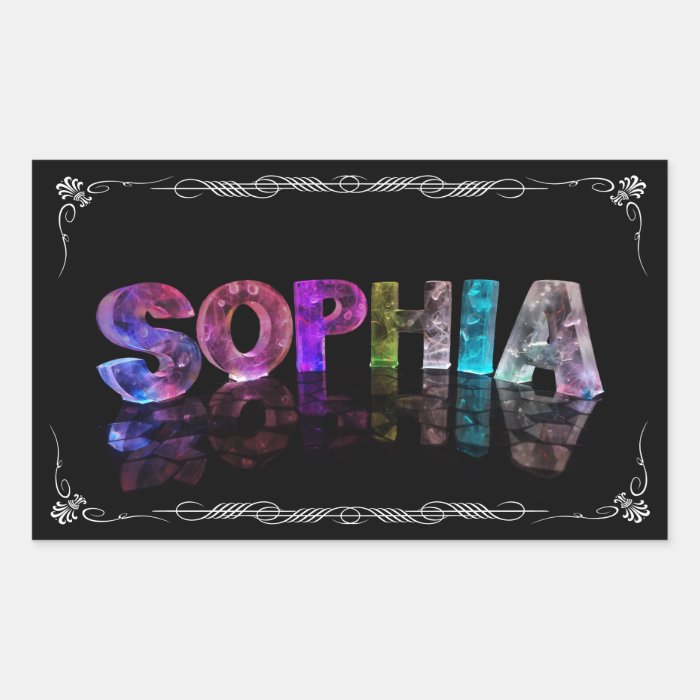 Sophia    The Name Sophia in 3D Lights (Photograph Rectangular Sticker