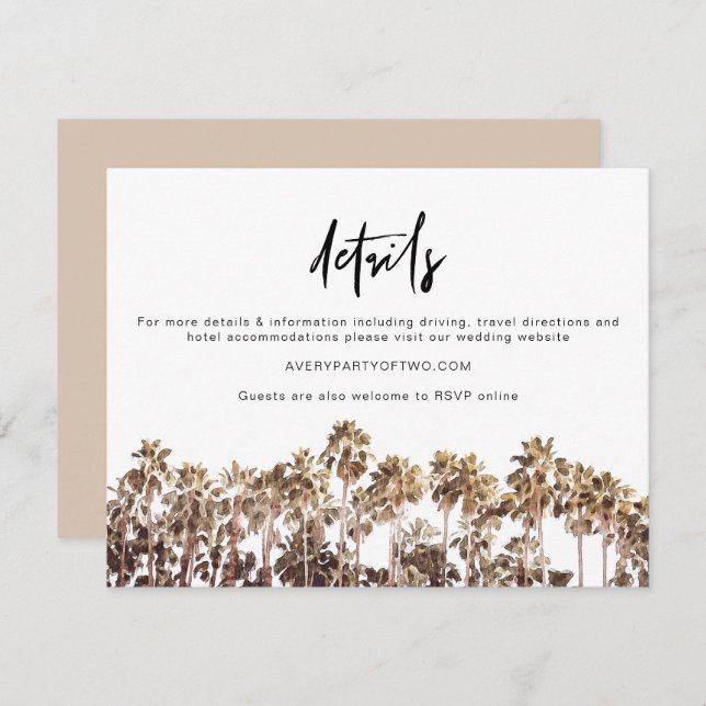 SOPHIA | Tropical Beach Palm Tree Details Card (Front/Back)