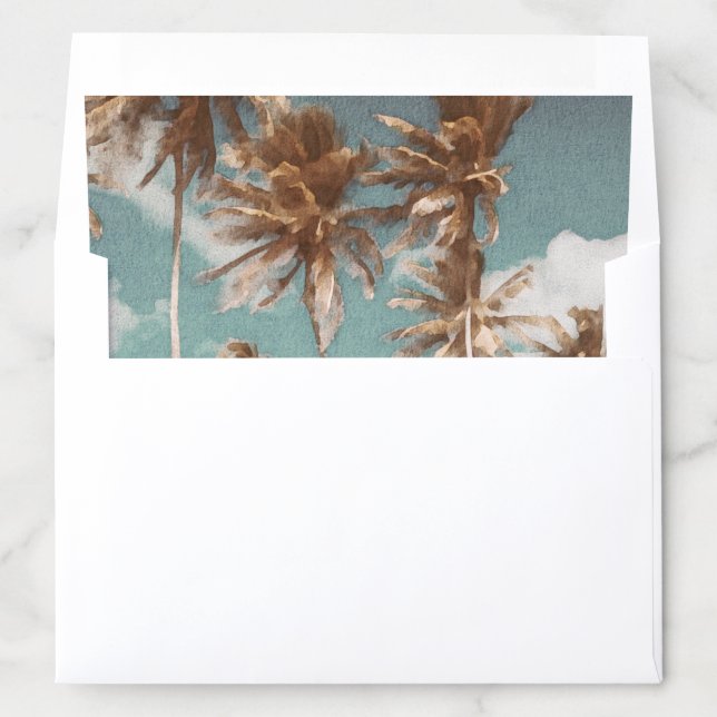 SOPHIA | Tropical Palm Tree Beach Ocean Island Envelope Liner (In Envelope)