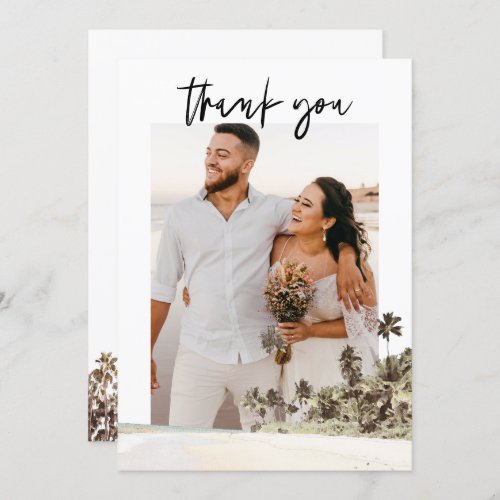 SOPHIA Tropical Palm Tree Photo Wedding Thank You Invitation