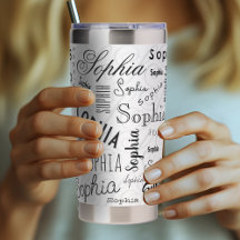 Sophia Typography Black White Tumbler