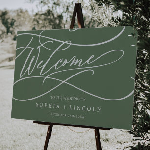 SOPHIA Woodland Olive Green Wedding Welcome Sign