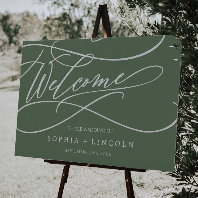 SOPHIA Woodland Olive Green Wedding Welcome Sign (SOPHIA Woodland Olive Green Wedding Welcome Sign)
