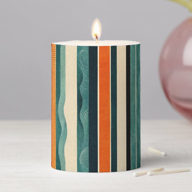 SOPHIE collection | Mid-century stripes Pillar Candle (In Situ)