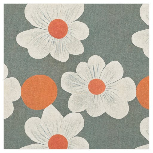 SOPHIE collection | Mid-century white flowers Fabric