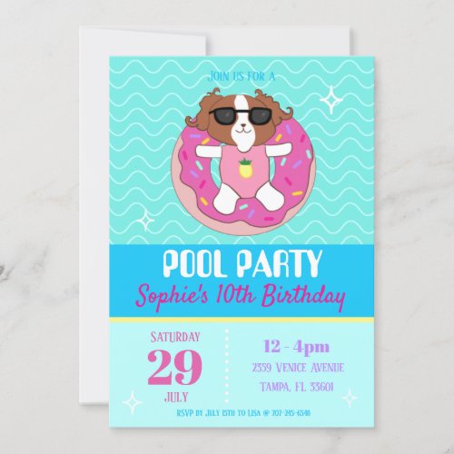 Sophie Dog Pool Party Invitations