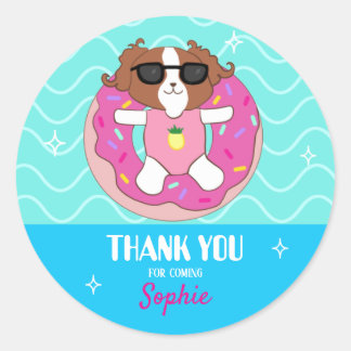 Sophie Dog Pool Party Thank You Stickers