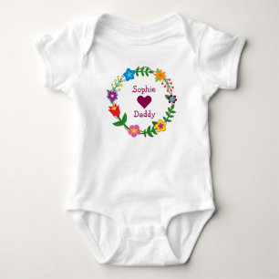 Sophie Loves Daddy Elegant Flowers Personalize Baby Bodysuit