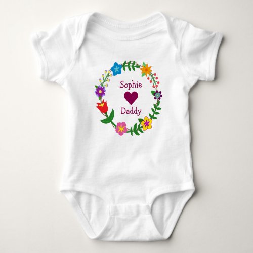 Sophie Loves Daddy Elegant Flowers Personalize Baby Bodysuit