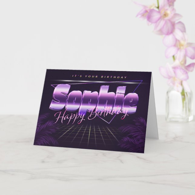 Sophie Name First name pura retro card Birthday (Orchid)
