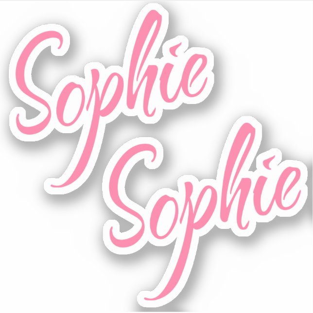 Sophie Name Pink Cursive Font Lettering x2 Sticker (Front)