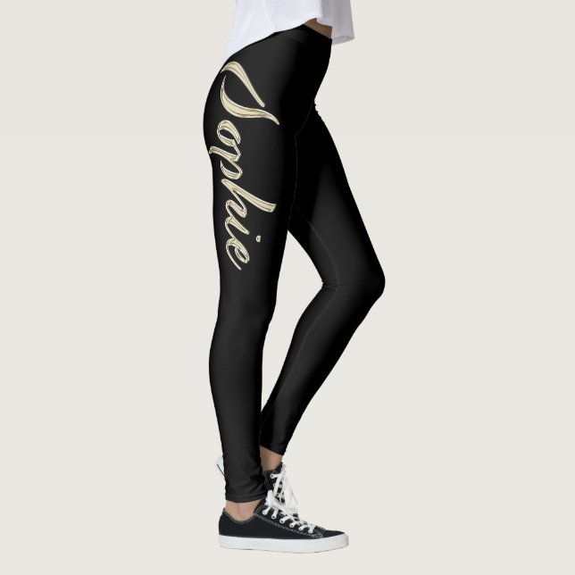 Sophie white gold Handwriting trousers Leggings (Right)