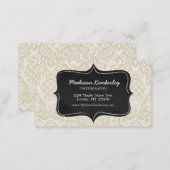 Sophistiacted Cream Damask Pattern Chalkboard Business Card (Front/Back)