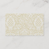 Sophistiacted Cream Damask Pattern Chalkboard Business Card (Back)