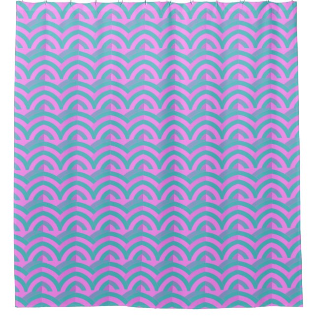 sophisticat modern pink/turquoise chevrons pattern shower curtain (Front)