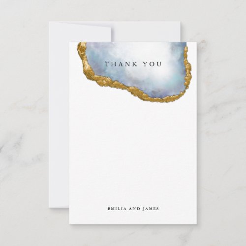 Sophisticate Agate Pearl Golden Wedding Photo Thank You Card