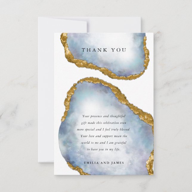 Sophisticate Agate Pearl Golden Wedding Photo Thank You Card (Front)