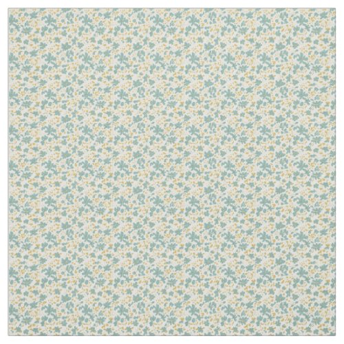 Sophisticated 1940s Dusty Teal and Mustard Floral  Fabric