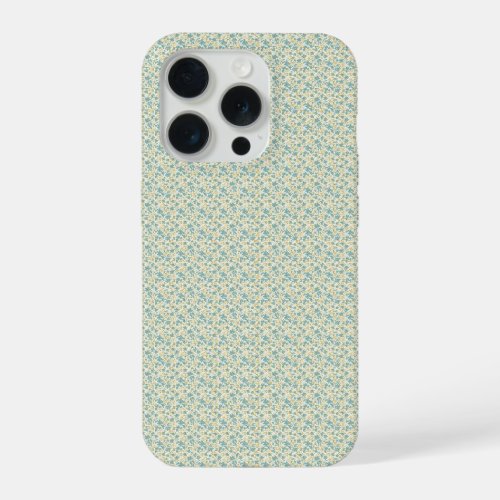 Sophisticated 1940s Dusty Teal and Mustard Floral iPhone 15 Pro Case