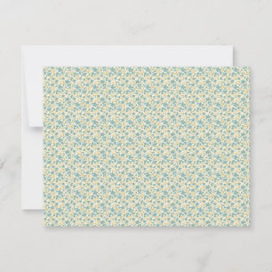 Sophisticated 1940s Dusty Teal and Mustard Floral Note Card