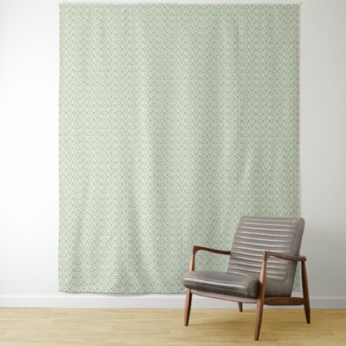 Sophisticated 1940s Dusty Teal and Mustard Floral Tapestry