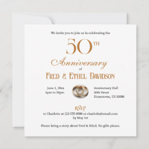 SOPHISTICATED 50TH WEDDING ANNIVERSARY CAKE  INVITATION