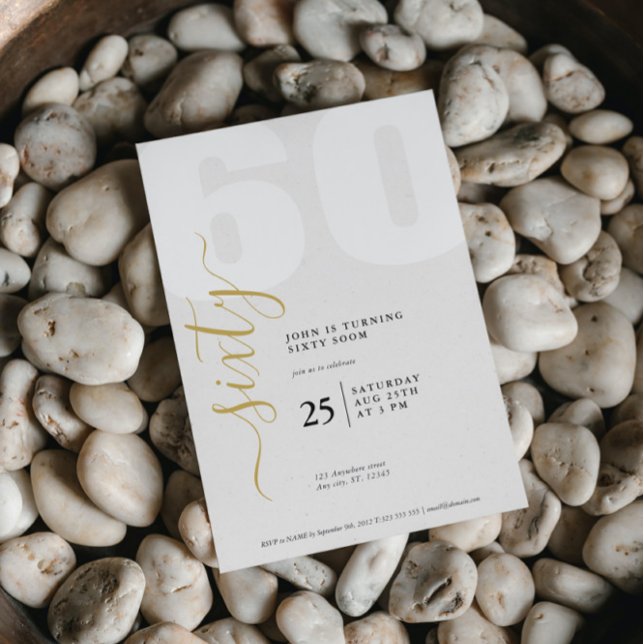 Sophisticated 60th Birthday Invitation with Clean  (Creator Uploaded)